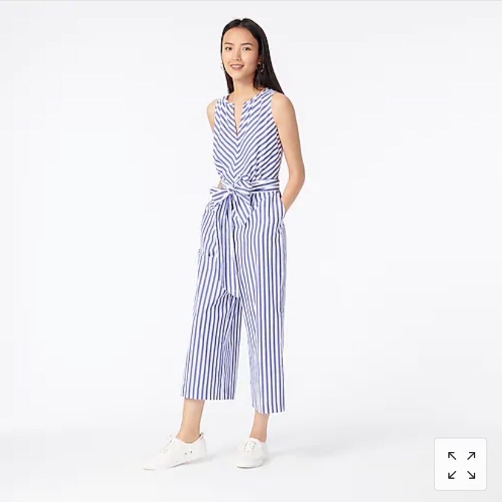 J.crew V-neck jumpsuit in striped cotton poplin